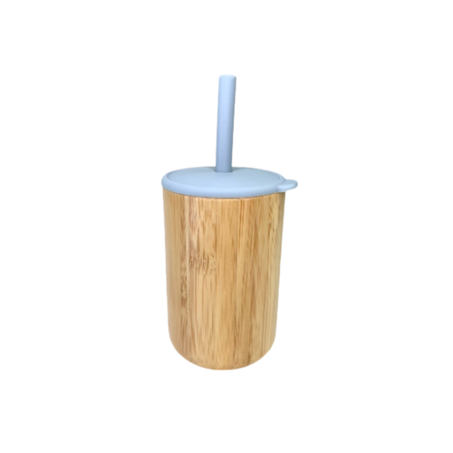 Verre Avec Couvercle Et Paille Bleu Pastel