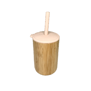 Verre Avec Couvercle Et Paille Rose Poudré