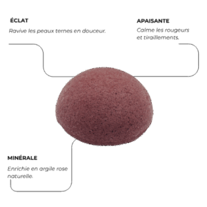 Eponge Konjac Visage - Argile rose — Peaux sensibles, ternes - Vertus apaisantes